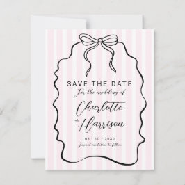 Whimsical Pinstripe Bow Wedding speichern das Datu Save The Date