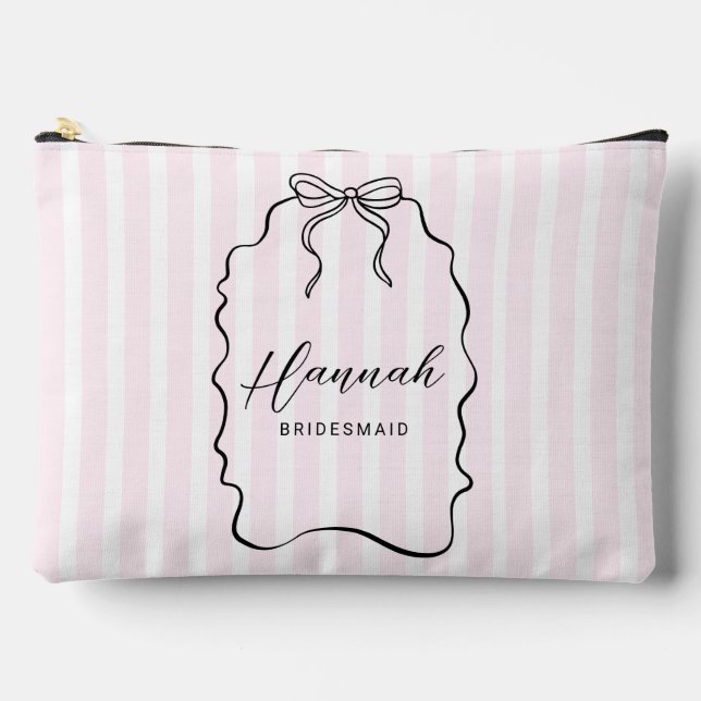 Whimsical Pinstripe Bow Wedding Zubehörtasche (Vorderseite)