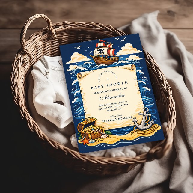 Whimsical Pirate Ship Adventure Baby Shower Einladung (Von Creator hochgeladen)