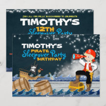 Whimsical Pirate Sleep Over Birthday Party Einladu