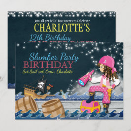 Whimsical Pirate Slumber Party Geburtstag Einladun Einladung