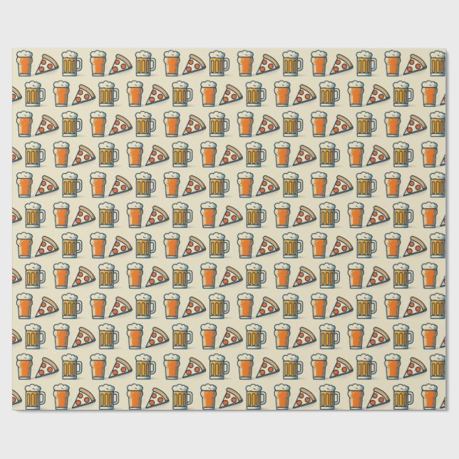 Whimsical Pizza and Beer Pattern Geschenkpapier (Flach)