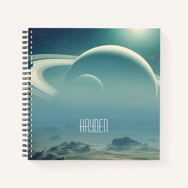 Whimsical Planets Space Dreamscape Personalised Notizbuch (Vorderseite)