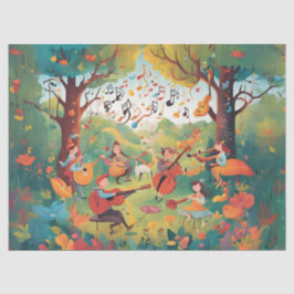 Whimsical Playing Music in Forest Seidenpapier