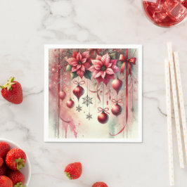 Whimsical Poinsettia Weihnachtsschmuck Découpage Serviette