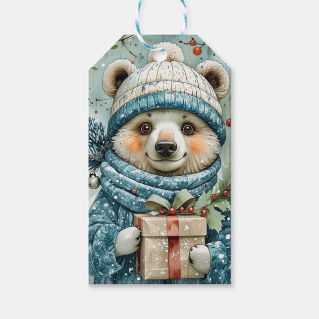Whimsical Polar Bear Christmas  Geschenkanhänger (Vorderseite)