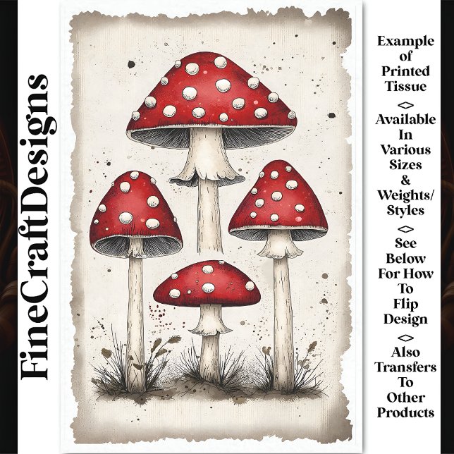 Whimsical Polka Dot Fairy Mushrooms AW7 Decoupage Seidenpapier (Von Creator hochgeladen)