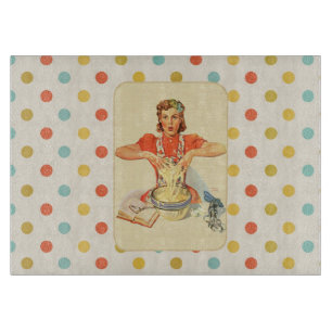 Whimsical Polka Dot Vintag Cook Schneidebrett