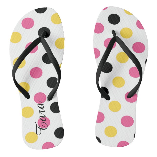 Whimsical Polka Dots Personalisiert Flip Flops (Fußbett)