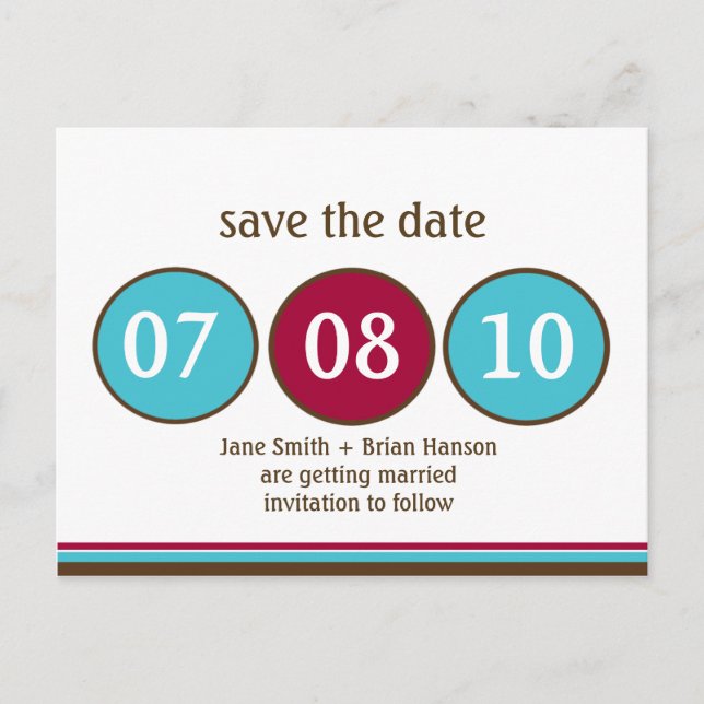 Whimsical Polka Dots Save the Date Postcard Ankündigungspostkarte (Vorderseite)