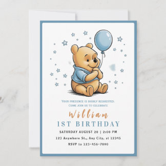 Whimsical Pooh & Friends Birthday Einladung
