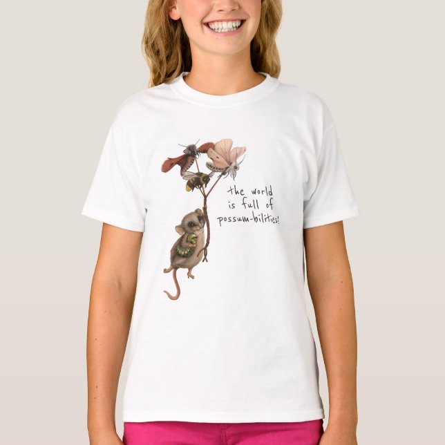 Whimsical Possum und inspirierendes Adventure Zita T-Shirt (Vorderseite)