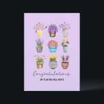 Whimsical Potted Blume Herzlichen Glückwunsch Neue Karte<br><div class="desc">Whimsical Trendy Potted Blume Pflanze Herzlichen Glückwunsch Neue Zuhause Chic Watercolor Karte. Der gesamte Text auf der Vorder- und Rückseite der Karte kann personalisiert sein. Perfekte moderne Karte, um Ihren Kindern, Freunden und Familie, einem neuen Nachbarn oder Ihren Kunden/Kunden zu gratulieren, dass sie sich im neuen Haus/Apartment niedergelassen haben. Auf...</div>