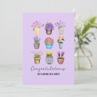 Whimsical Potted Blume Herzlichen Glückwunsch Neue