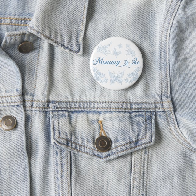 Whimsical Powder Blauer Schmetterling Blumenomme z Button (Beispiel)