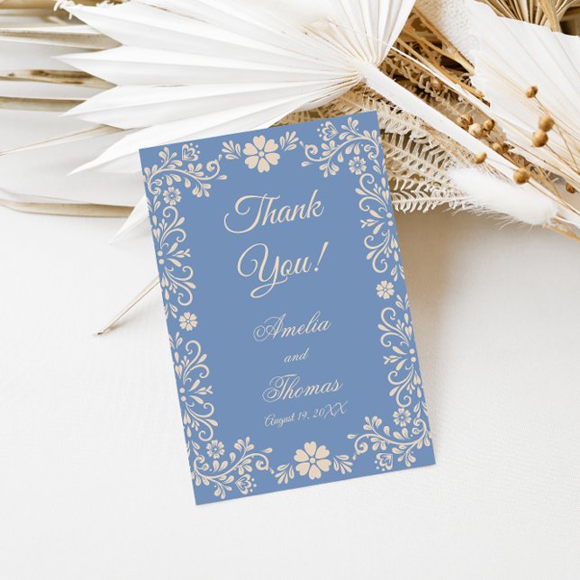 Whimsical Powder Blue Wedding Thank You Dankeskarte (Von Creator hochgeladen)