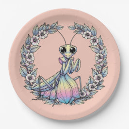 Whimsical Praying Mantis And Mountain Laurel Bloss Pappteller