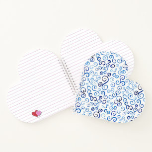 Whimsical Preußen Blue Watercolor Curves Notebook Notizbuch