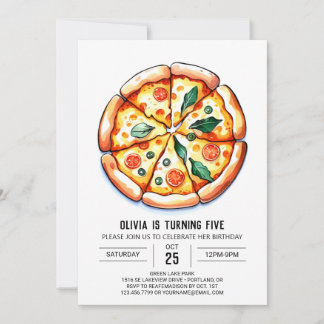 Whimsical Printable Pizza Geburtstag Einladung