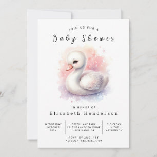 Whimsical Printable Swan Baby Dusche Einladung
