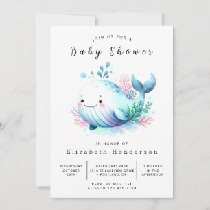 Whimsical Printable Whale Baby Dusche Einladung