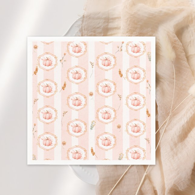 Whimsical Pumpkin Fall Floral Baby Shower Serviette (Von Creator hochgeladen)