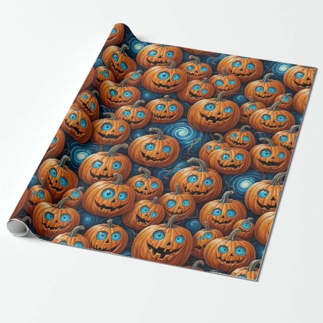 Whimsical Pumpkin Halloween Wrapping Paper Geschenkpapier (Ungerollt)