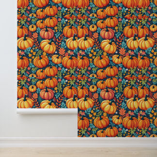 Whimsical Pumpkin Paradies: Moderner Herbstgarten Tapete