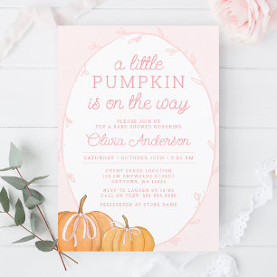 Whimsical Pumpkin Pink Girl Baby Dusche Einladung