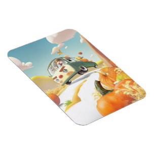 Whimsical Pumpkin Ride Magnet