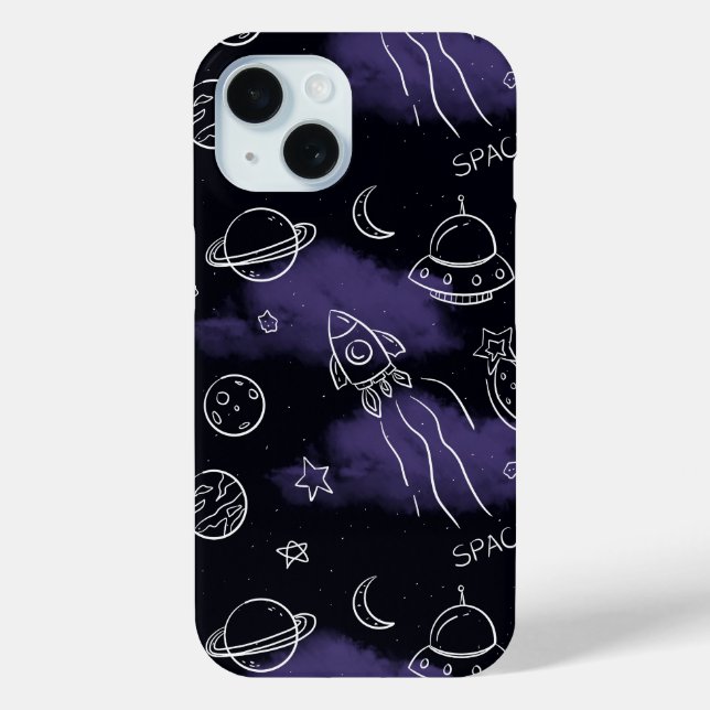 Whimsical Purple Outer Space Seamless Pattern Case-Mate iPhone Hülle (Rückseite)