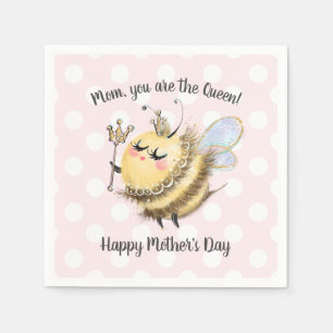 Whimsical Queen Bee Mother Day Serviette