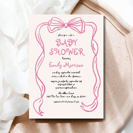 Whimsical Quirky Blush Pink Bow Baby Dusche Einladung
