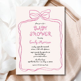 Whimsical Quirky Blush Pink Bow Baby Dusche Einladung