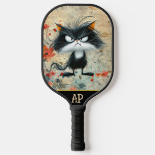 *~* Whimsical Quirky Cat AP68 Floral 21 FOTO Pickleball Schläger