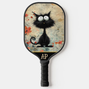 *~* Whimsical Quirky Cat AP68 Floral 9 FOTO Pickleball Schläger