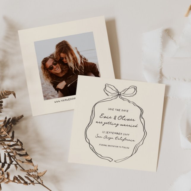 Whimsical Quirky handgeschriebene Bow Wedding Save The Date (Von Creator hochgeladen)
