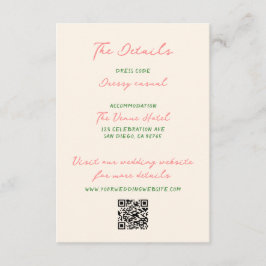 Whimsical Quirky handgeschriebene Hochzeitsdetails Begleitkarte