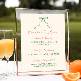 Whimsical Quirky handgeschriebenes Cocktailmenü Poster
