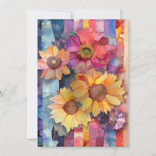 Whimsical Quirky Paper Blume Hallo Flat Karte