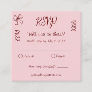 Whimsical Quirky Squiggles Pink Wedding RSVP Begleitkarte
