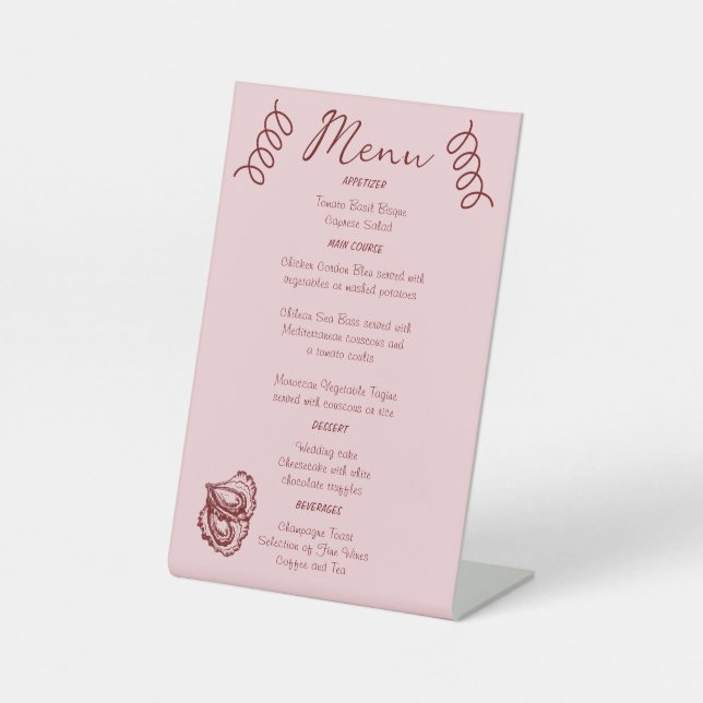 Whimsical Quirky Squiggles Pink Wedding Sockelschild (Vorderseite)
