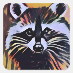 Whimsical Raccoon - Ein naturlich Inspiriertes Des Quadratischer Aufkleber