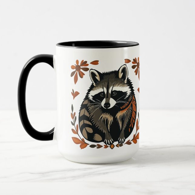 Whimsical Raccoon Woodland Animal Folks oder Triba Tasse (Links)