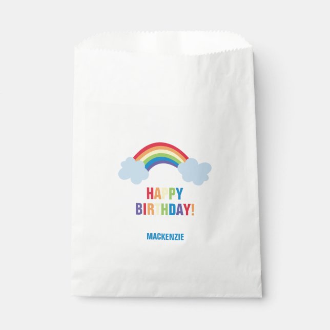 Whimsical Rainbow Birthday Goodie Bags Geschenktütchen (Vorderseite)