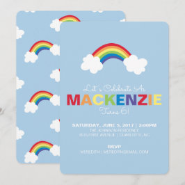 Whimsical Rainbow Birthday Party Einladung