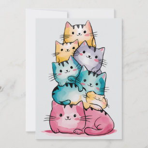 Whimsical Rainbow Cats Einladung zum Geburtstag