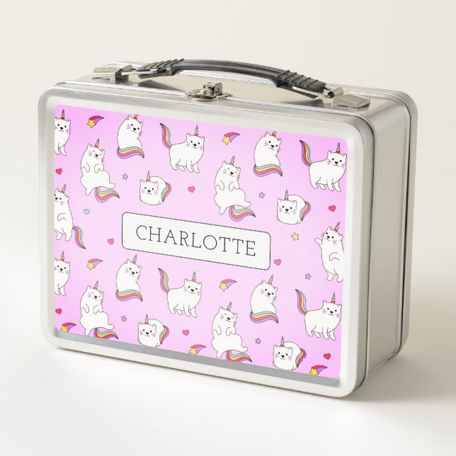 Whimsical Rainbow Cats Metal Lunchbox (Vorderseite)