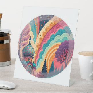 Whimsical Rainbow Dome Pedestal Sign – Customize Sockelschild