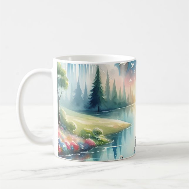 Whimsical Rainbow Earth Fantasy Scene Kaffeetasse (Links)